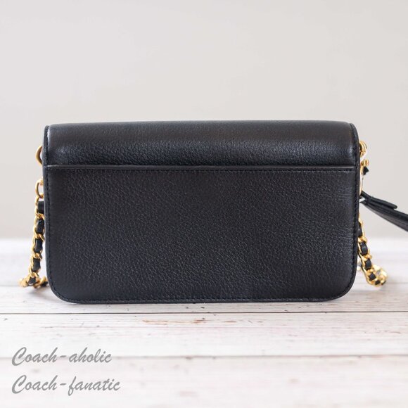 NWT Tory Burch Britten Chain Wallet with Wristlet Leather Crossbody in Black - Picture 7 of 12